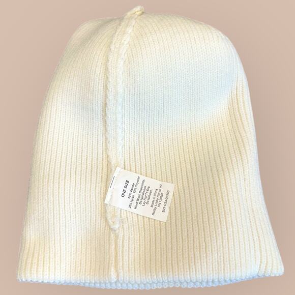 Beanie Knit Cap Winter Hat Unbranded Cuffed Embroidered Butterfly Women OS Cream - Picture 5 of 8